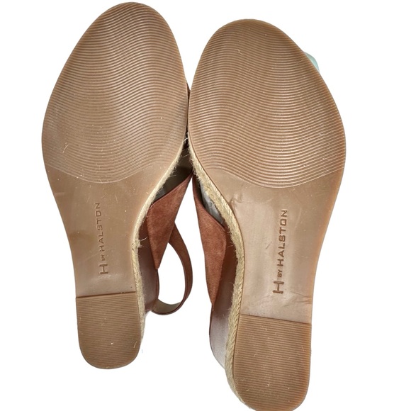 Halston NEW Stella Wedge Sandals Leather Suede Espadrille SZ 6.5 Wide - Picture 11 of 12